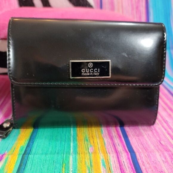 Gucci Black Wallet Bi-Fold Authentic Vintage - Picture 2 of 11